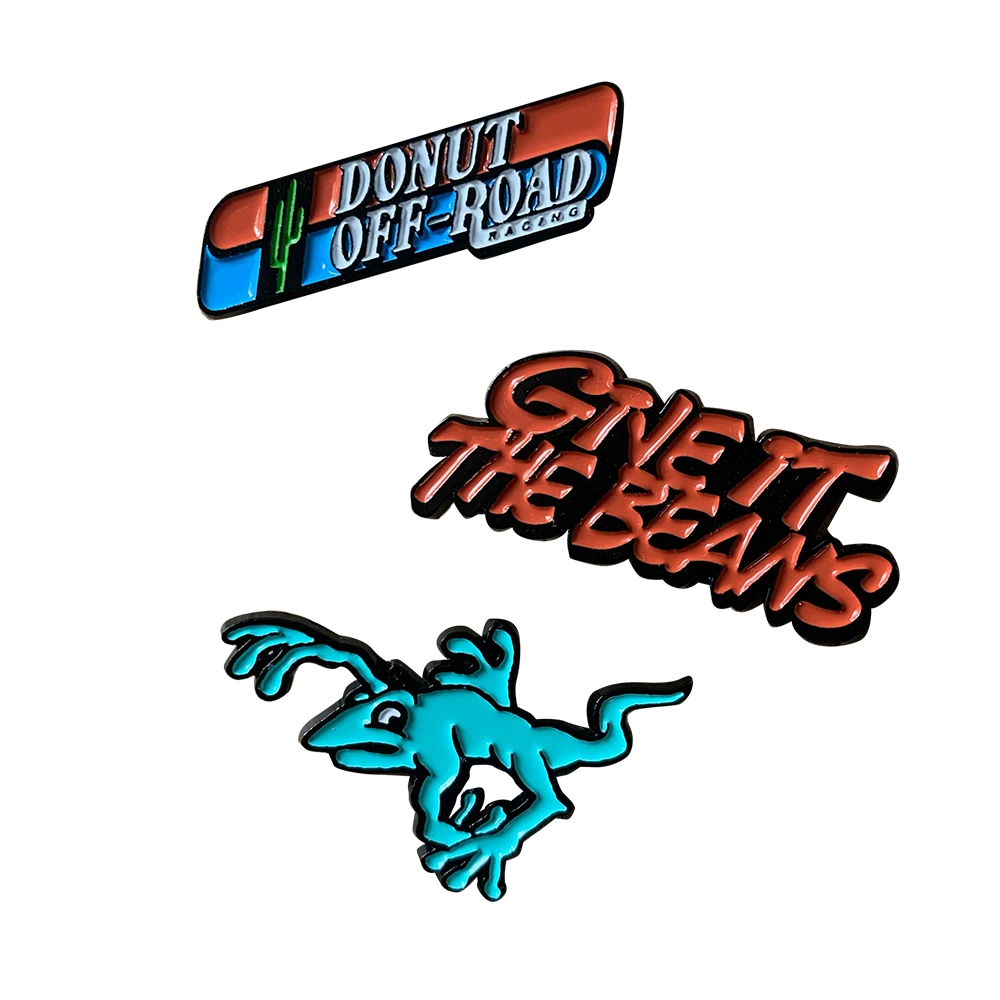 DONUT OFF ROAD RACING ENAMEL PIN 3PK 3 DONUT OFF ROAD RACING ENAMEL PIN 3PK